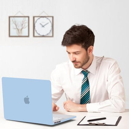 B BELK Compatible with MacBook Air 13.6 inch Case 2026-2022 M5 M4 M3 M2 | A3449 A3240 A3113 A2681, Plastic Hard Shell for MacBook Air 13 inch Case with Keyboard Cover & Screen Protector, Airy Blue - color: Airy Blue