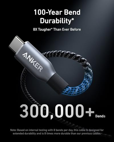 Anker Prime USB C to USB C Cable, 240W Fast Charging Durable Cable (6 ft) | USB 2.0 Upcycled Braided Nylon, 100-Year Bend Durability for iPhone 17 / 17 Pro / 17 Pro Max, MacBook, Galaxy, and More - size: 6FT