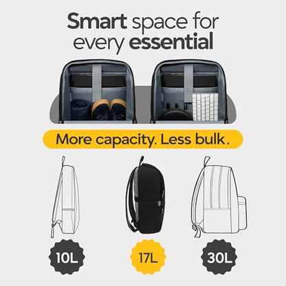 Laptop Backpack for Men 17 Inch – Work & Travel Backpack with Luggage Strap, Trolley Sleeve and Padded Compartment – Black - color: Black (Grey Back)