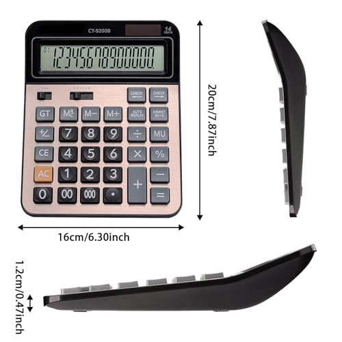 Large Computer Electronic Calculator Counter Solar & Battery Power 14 Digit Display Multi-Functional Big Button for Business Office School Calculating (HY-9200B) - color: HY-9200B