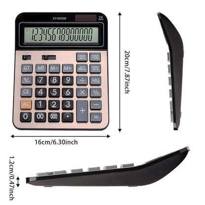 Large Computer Electronic Calculator Counter Solar & Battery Power 14 Digit Display Multi-Functional Big Button for Business Office School Calculating (HY-9200B) - color: HY-9200B