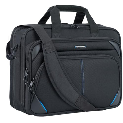 KROSER Laptop Bag 15.6 Inch Briefcase Messenger Bag Water Repellent Computer Case Shoulder Bag Durable Tablet Sleeve for Business/College/Women/Men - Black/Blue - color: Black/Blue, size: 15.6 INCH