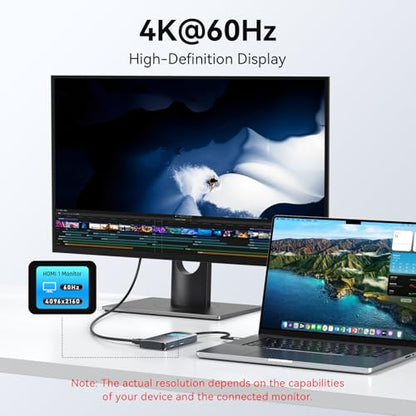 USB C Hub HDMI Adapter for MacBook Pro/Air, MOKiN 7 in 1 USB C Dongle with HDMI - color: brown