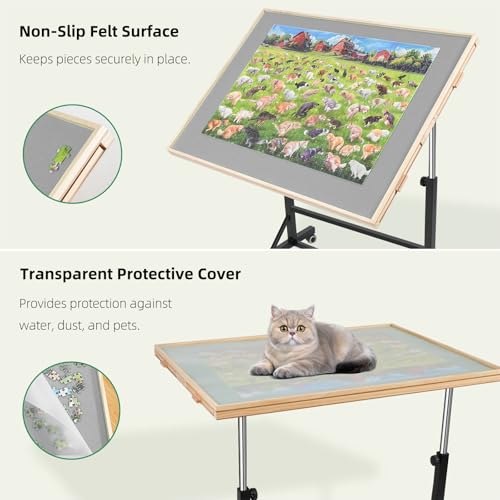 ALL4JIG 1500 Pieces Puzzle Table with Legs and Wheels,24.92"×33.58" Wooden Jigsaw Puzzle Table with 4 Drawers&Cover,Vertical Option,Laptop&Drafting Table for Couch,for Lego Building - size: Medium-1500pcs