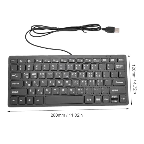 Wired Korean Keyboard 78 Keys | Ultra Thin USB Plug and Play Design, Spill Resistants & Ergonomic for PC Laptop, Portable Compact Layout for Home and Office