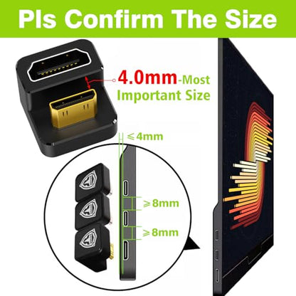 AGVEE 180 Degree USB-C to C Adapter & U-Shaped Mini HDMI to HDMI Converter | Angled HDMI 2.0 4k@60HZ Coupler Extender Extension Adaptor Accessories for Portable Display Monitor - size: 1 Pack Long Side Inward