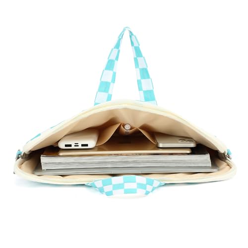 canvaslife Waterproof Pattern Resistant Laptop Shoulder Messenger Bag for Pro 16 inch and 15.6 inch-16 inch Laptop (Ice blue Checker) - color: Ice Blue Checker, size: 15 inch/15.6 inch