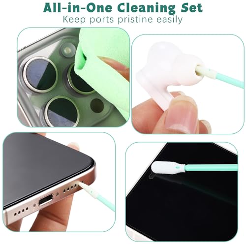 Aneco 68 Pieces Cell Phone Cleaning Kit Brush Set USB Charging Port Type C Anti Dust Port Plug Set and Headphone Jack Cleaner Compatible with iPhone, iOS Android, Cell Phone, Electronics Cleaner