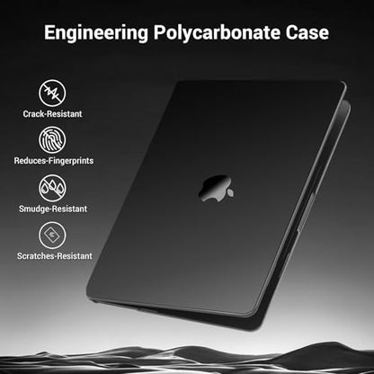 MOSISO Compatible with MacBook Pro 16 inch Case M5 M4 M3 M2 M1 2026-2021 | Seamlessly Closes Anti-Crack&Anti-Fingerprints Hard Shell for A3429 A3428 A3403 A3186 A2991 A2780 A2485, Space Black Clear - color: Space Black Clear