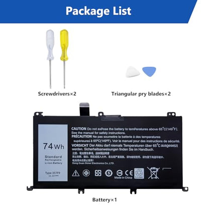 DJW 74W 357F9 Battery for Laptop Dell Inspiron 15 7000 Gaming 7559 7566 7567 7557 i7559 Series 15 5000 5576 5577 Series P57F 71JF4 071JF4 P65F P65F001 0GFJ6 0357F9 - size: 357F9