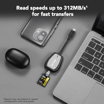 Lexar Dual-Slot SD/Micro SD Card Reader, Up to 312MB/s Read, USB-C | Works w/ USB-C Computers, Compact, LED Activity Indicator, UHS-I Backwards Compatible, LRW470U-RNHNU - style: MicroSD / SD Dual-Slot USB-C