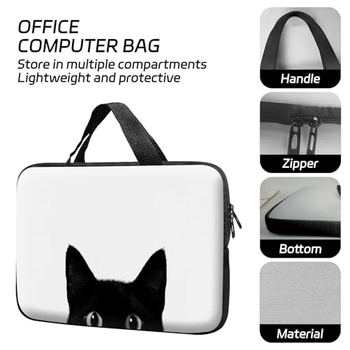 14 15 15.4 15.6 inch Laptop Handle Bag Computer Bag, Pouch Holder Notebook Sleeve Cover Soft Case Compatible for Dell,Lenovo,Toshiba HP, Asus Notebook-Cute Black Cat - color: Cute Black Cat