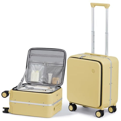mixi 17x14x9 Carry On Luggage Underseat PC Hard Shell Suitcase Top Opening Aluminum Frame Travel Suitcases with Wheels, Lark Yellow - color: Lark Yellow, size: 17x14x9 Inch