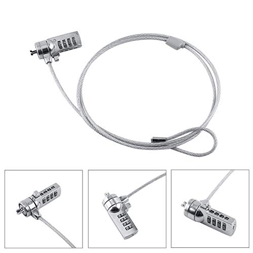 Laptop Lock Cable Chain, Theft Deterrent 4 Digit Password for Notebook PC, for Notebooks/Desktops with Built in Standard Security Locking Slot Hole