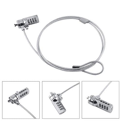 Laptop Lock Cable Chain, Theft Deterrent 4 Digit Password for Notebook PC, for Notebooks/Desktops with Built in Standard Security Locking Slot Hole