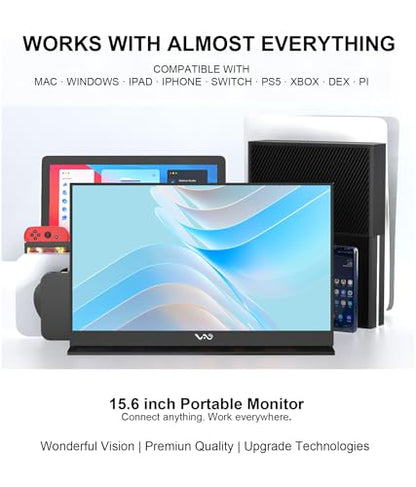 LB M16 15.6 Inch Portable Monitor 1080P FHD IPS HDR for Laptop PC Phone | Ultra-Slim Travel Monitor with USB-C HDMI, Dual Speakers, Aluminum Unibody External Screen - size: M16 (15.6")
