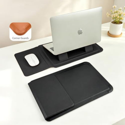 16 Inch Multifunctional Laptop Sleeve Case with Stand Soft Slim Cover for MacBook Pro/Air/ThinkPad X1/Dell XPS/Lenovo Yoga/HP Pavilion/ASUS Zenbook/LG gram/Chromebook 15" 15.3" 15.6" - color: Black, size: 15-16 Inch