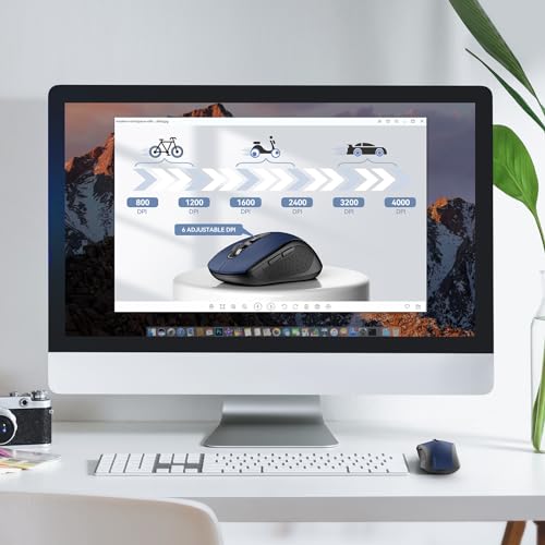 TECKNET 2-in-1 Bluetooth Mouse (BT 5.0/3.0+2.4Ghz), 6-Level 4000 DPI-Black | BT 5.0/3.0 & 2.4G wireless mouse with 4000 DPI, silent clicks, ergonomic design, and USB receiver for laptop and PC. - color: Blue
