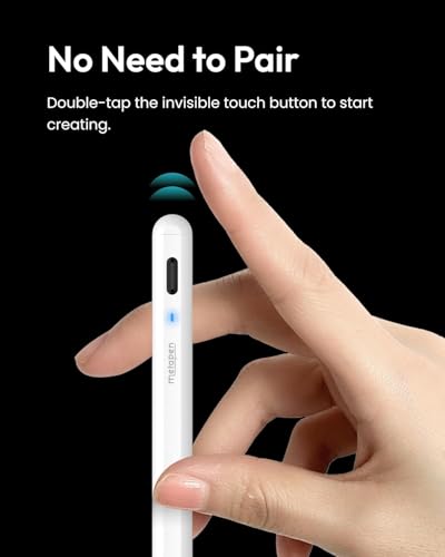 Metapen iPad Pencil A8 Stylus Pen for iPad 2018+ Palm Rejection&Magnetic | Metal Barrel Apple Pencil, USB-C Fast Charging, Reliable Precision & Smooth Writing Pen for iPad 6th-11th Gen Pro Air Mini - color: white