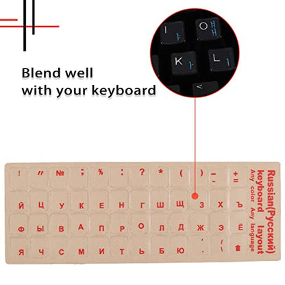 2 Pack Universal Russian Keyboard Stickers Transparent Background, Transparent Background with Red Lettering for Computer Laptop Notebook Desktop, Replacement Computer Keyboard Stickers (Russian) - color: Russian-transparent/Red Letters