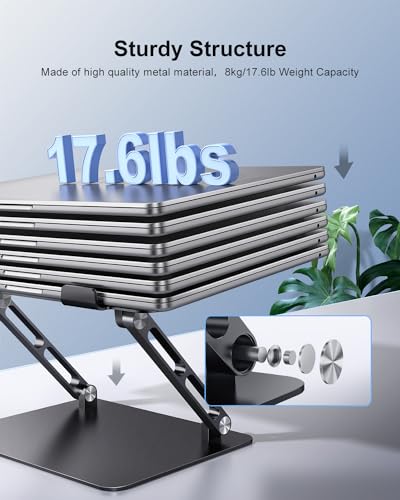 JOIOT Ergonomic Laptop Stand,Adjustable Riser for 10-17.3”Computer | Aluminum Stand,Ventilated cooling holes, relieves neck strain, stable support, perfect for home office, study, video call use - color: Black