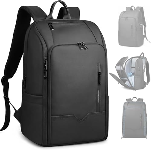 Mens Travel Laptop Backpack with USB Charging Port | Water Resistant Carry On Backpack for 15.6 Inch Computer, Anti-Theft Laptop Bag, 25L Weekender Business Work College - color: Black, size: 17.3 Inch