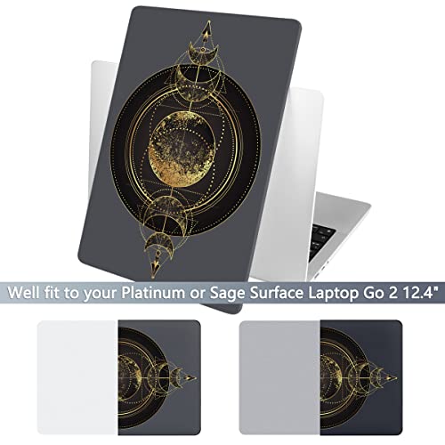 Batianda Case for 12.4" Microsoft Surface Laptop Go 3 2023 Release/Surface Laptop Go 2 (2022), Designed Clear Protective Plastic Hardshell & Keyboard Cover & Screen Protector, Moon Magic - color: Moon magic