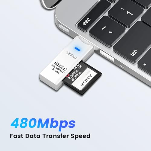 USB2.0 SD/TF Card Reader, USB 2.0 480Mbps Dual Slot OTG Memory Card Adapter for TF/Micro SD/SD/SDXC/Micro SDXC/Micro SDHC Memory Cards, Compatible with MacBook Pro/Air (White) - size: Card-Reader-2.0-White