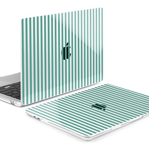 MEEgoodo Case for M5/M4/M3/M2 MacBook Air 15 inch Case 2026 2025 2024 2023, Laptop Shell Fit Model (A3448/A3241/A3114/A2941) for MacBook Air 15.3-inch, Green Stripes - color: Green Stripes