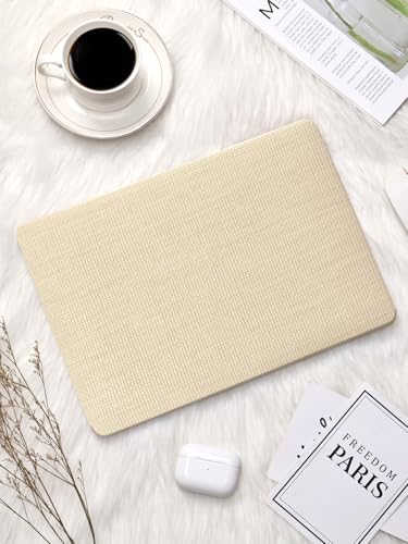 Seorsok Compatible with MacBook Pro 14inch Case 2026 2025-2021 M5 M4 M3 A3426 A3427 A3434 A3112 A3185 A3401 M2 A2779 M1 A2442,Leather Plastic Hard Shell Case&Keyboard Cover,Khaki Woven No Logo Cutout - color: Khaki, size: Pro14 A3426/A3427/A3112/A3185/A34
