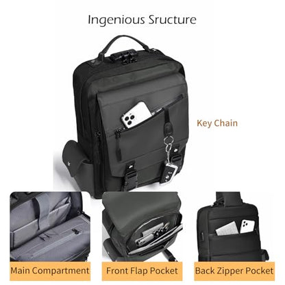 Crossbody Messenger Bag for Men: 13L Multi-pocket Satchel Sling Bags - color: Dark Green