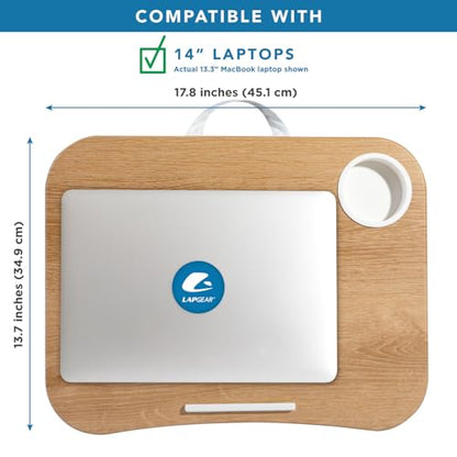 LAPGEAR Cup Holder Lap Desk - White Oak Woodgrain, Fits 14” Laptops - color: White Oak Woodgrain