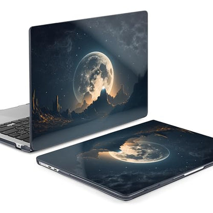 Batianda Case for MacBook Air 15" with M5 M4 M3 M2 Chip, Moon in Sky | 4-in-1 set with Sci-fi galaxy universe design, lightweight slim hard shell protection for men, gamers, and tech fans - color: Moon in Sky