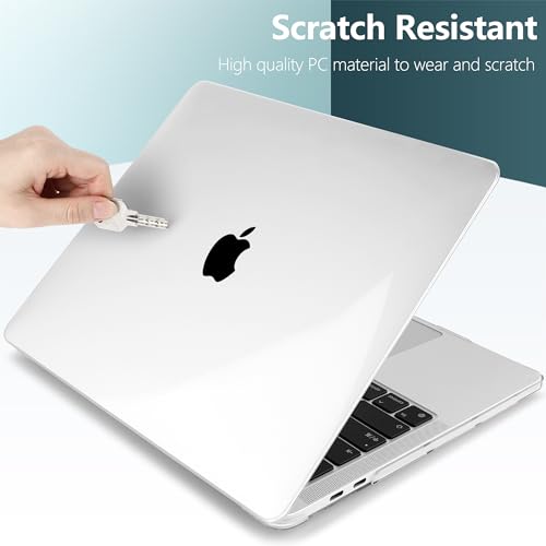 for MacBook Pro 13 inch Case 2023 2022 2021 2020 Release Model: A2338 M2/M1 A2289 A2251 with Touch Bar & Touch ID, Logo See Through Plastic Hard Shell Case & Keyboard Cover, Crystal Clear - color: Crystal Transparent