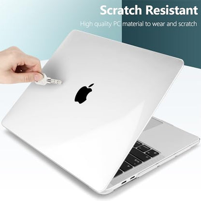 for MacBook Pro 13 inch Case 2023 2022 2021 2020 Release Model: A2338 M2/M1 A2289 A2251 with Touch Bar & Touch ID, Logo See Through Plastic Hard Shell Case & Keyboard Cover, Crystal Clear - color: Crystal Transparent