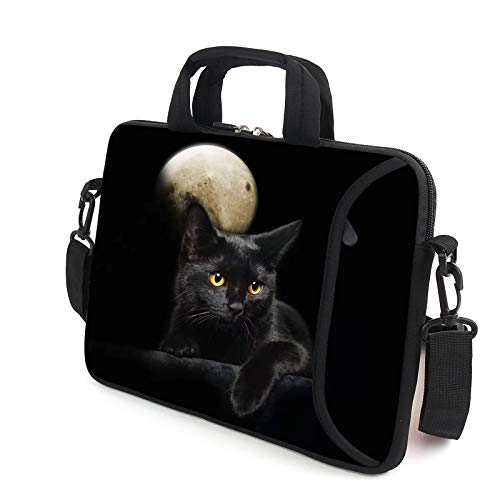 AMARY 14" 15" 15.4" 15.6" laptop sleeve chromebook case adjustable shoulder strap with handle accessory pocket for men women (Cat) - color: Cat