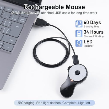 SANWA 2 in 1 Ring Mouse, 2-Device Switch, Wireless Presentation Clicker | Portable Mini Wearable Mouse, 800 DPI, Rechargeable Handheld Remote Mice, Compatible for PC, Laptop, Mac, Tablet, e-Book