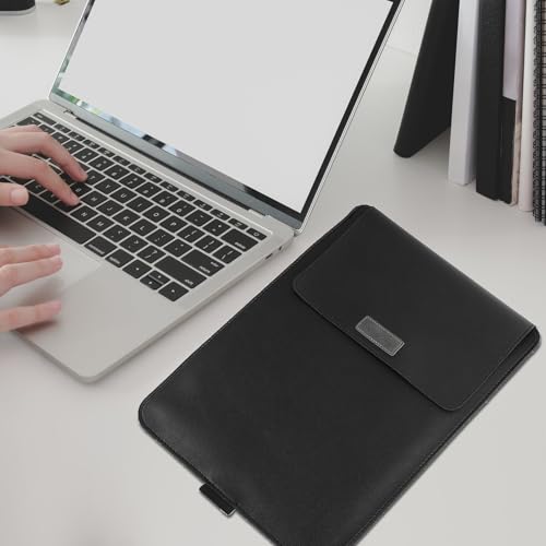 NOLITOY 15-inch Laptop Sleeve Bag with Bracket and Accessory Pocket, Portable Storage Organizer Compatible with MacBook, Black Laptop Carrying Case for Travel and Work