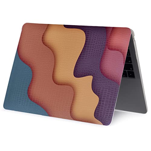 LanBaiLan Compatible for New MacBook Air 13 inch 2020 2019 2018 Release A2337 M1 A2179 A1932 Retina Display with Touch ID Plastic Crocodile Leather Texture Protective Case & Keyboard Cover, Colorful - color: Colorful