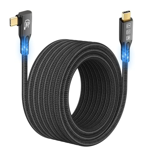 USB C 3.2 Gen2x2 20Gbps Cable, 90Degree USB C 4K@60Hz UHD Video 5A/240W PD3.1 Fast Charge Cord with E-Marker Compatible with Thunderbolt 3/4 - size: 90D 20G 240W 3M