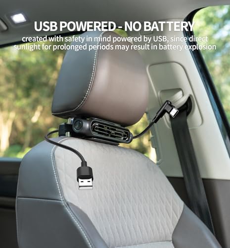 Car Seat Fan for Driver & Backseat - 2026 Upgraded Mini Portable USB Back Cooling Fan Kids Baby Quiet headrest Neck Fan Accessories with 3 Adjustable Wind Speeds for Almost Vehicle Jeep Van RV Truck - size: Mini