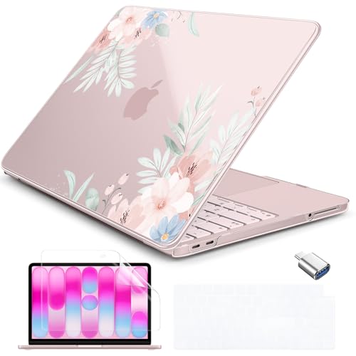 Batianda Case for MacBook Neo 13 Inch 2026 Model A3404, Lovely Flowers | 4-in-1 Laptop Accessories Bundle with Blue Daisy Vine Art, Ultra Slim Hard Shell for Students and Floral Lovers - color: Lovely flowers