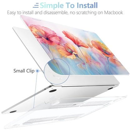 MEEgoodo Case for M5/M4/M3/M2 MacBook Air 15 inch Case 2026 2025 2024 2023, Laptop Shell Fit Model (A3448/A3241/A3114/A2941) for MacBook Air 15.3-inch, Field Rainbow Poppies - color: Field Rainbow Poppies