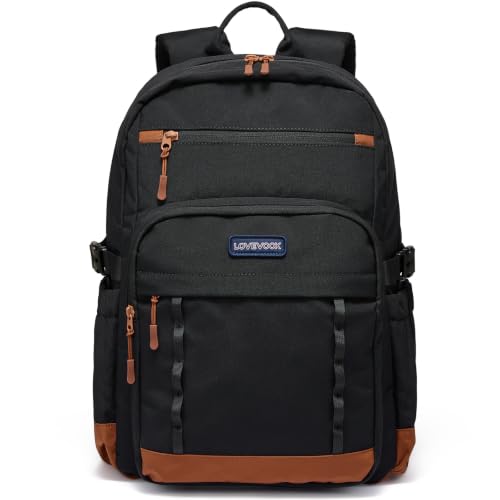 LOVEVOOK Laptop Backpack for Women Men with Large Cup Holder,17 Inch Work Travel Backpack Computer Laptop Bag,Waterproof Teacher Nurse College Business Office Carry on Backpack Purse,Back Pack Gifts - color: 1-brown - Black, size: 17 Inch