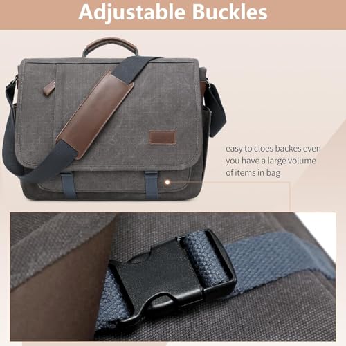 Laptop Messenger Bag for Men, 17 inch Water-resistant Canvas Laptop Shoulder Business Briefcase Bag