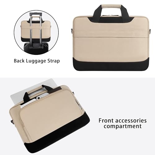 DOMISO 15-15.6 Inch Laptop Bag Business Briefcase Laptop Case Compatible with Lenovo 15.6" Ideapad 330/16" MacBook Pro/HP EliteBook 850 G3/Envy x360 15/Latitude 3580/Asus,Beige - color: Beige, size: 15 - 15.6 Inch
