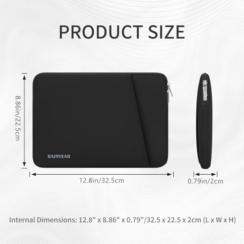 RAINYEAR Laptop Sleeve Case with Front Pocket, 11-13 Inch Protective Portable Case Laptop Carrying Bag Cover Compatible with 13.3 Inch MacBook Air/Pro, MacBook Neo A18, HP, Dell, Lenovo, Acer, Black - color: Black, size: 11-13 inch