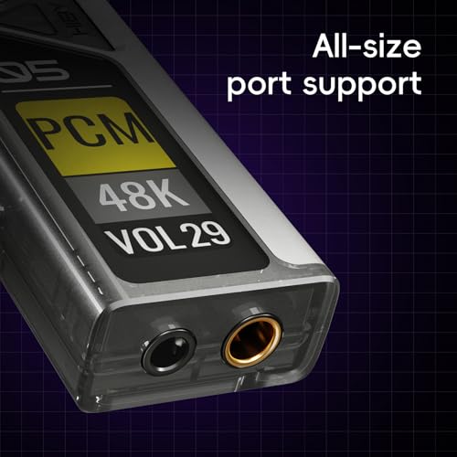 HiBy FC5 Portable Hi-Fi DAC Headphone Amplifier with 1.1” OLED Display PCM 768kHZ DSD512 MQA 8X 3.5mmPO +4.4mmBAL - color: Black, size: FC5