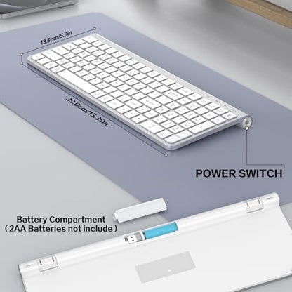JOYACCESS Wireless Keyboard, Ergonomic,Dustproof,2.4G Slim and Compact Quiet Wireless Keyboard with Number Keypad for Windows, MacBook Pro/Air, Laptop, Desktop, PC-Sliver&White - color: White