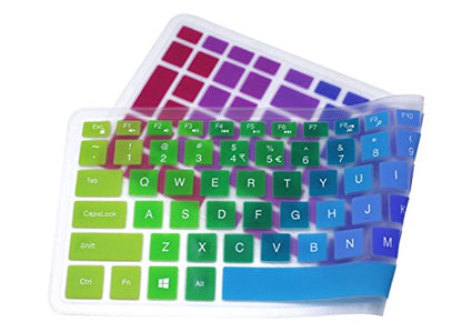 Silicone Keyboard Cover Compatible for 15.6 inch Dell Inspiron 15 3000 & 5000 Series, 17.3 inch Dell Inspiron 17 5000 Series, Inspiron 15 i3541 i5566, Inspiron 17 i5749 Series Laptop (Rainbow) - color: Rainbow